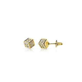 Золотые серьги-пусеты CUBE с бриллиантами