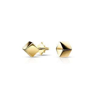 Золотые серьги-пусеты CUBE
